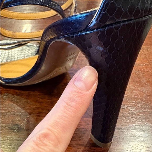 Ralph Lauren Collection Ardelisa Ayers Snakeskin Sandals Heels Dark Navy size 40 - Picture 10 of 13